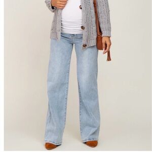 Pinkblush Light Wash Wide Leg Maternity Jeans